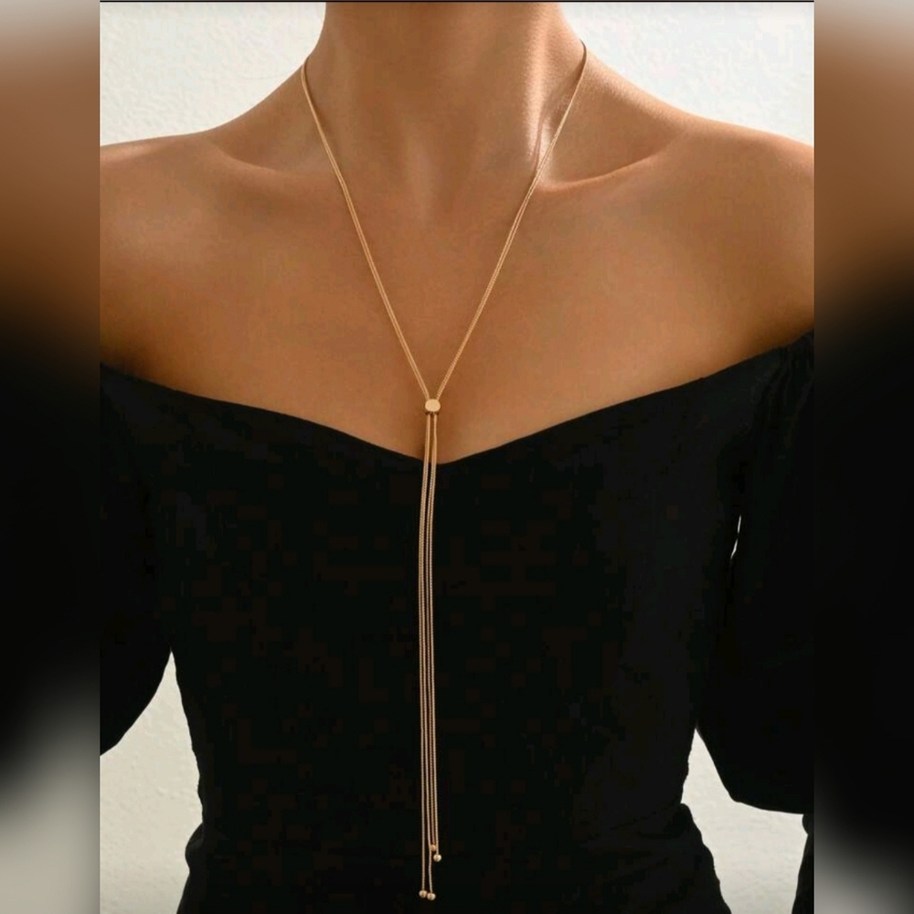 Elegant Y Lariat Necklace Golden Jewelry Minimalist Necklace